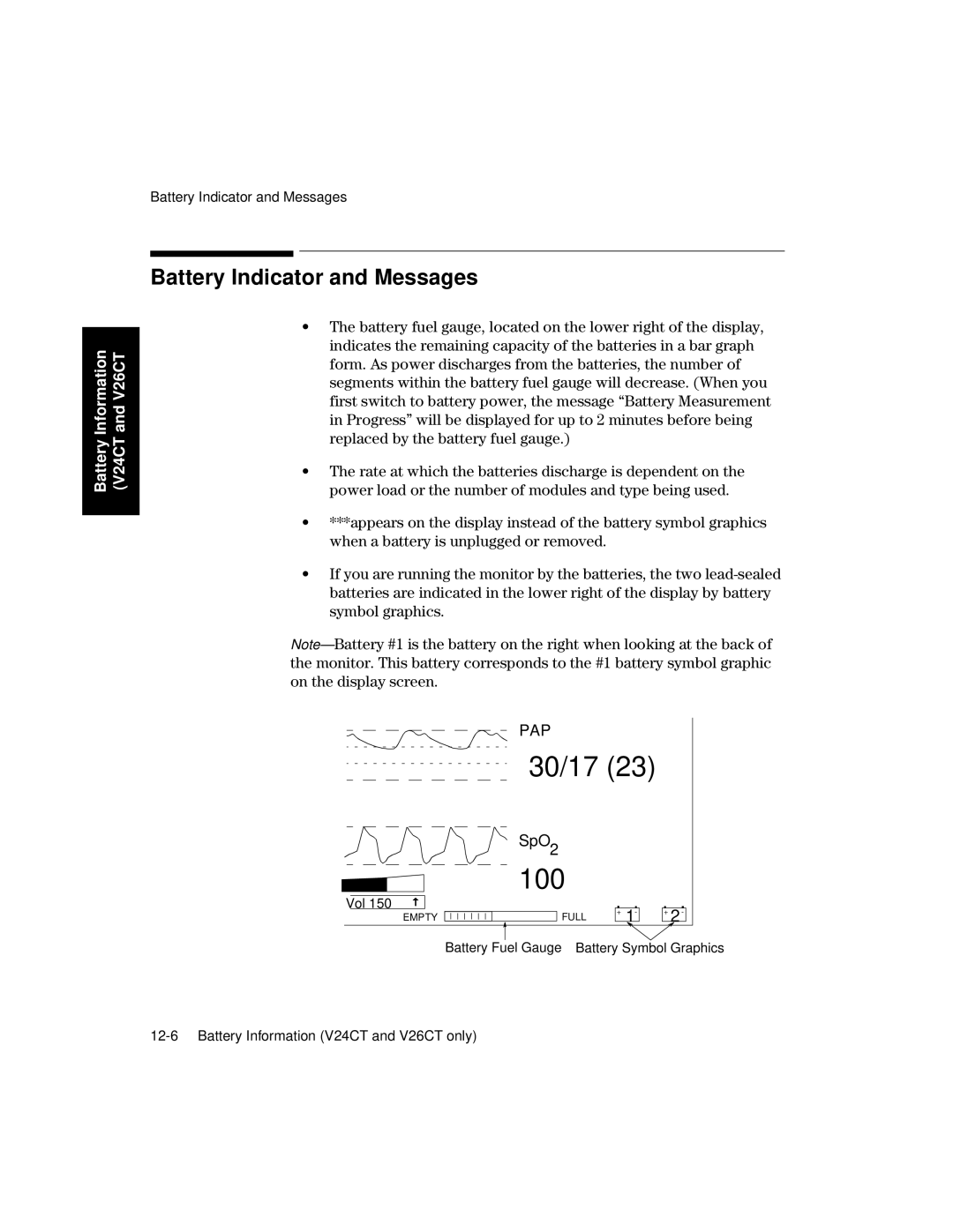 Philips V26CT, V24CT manual 100, Battery Indicator and Messages 