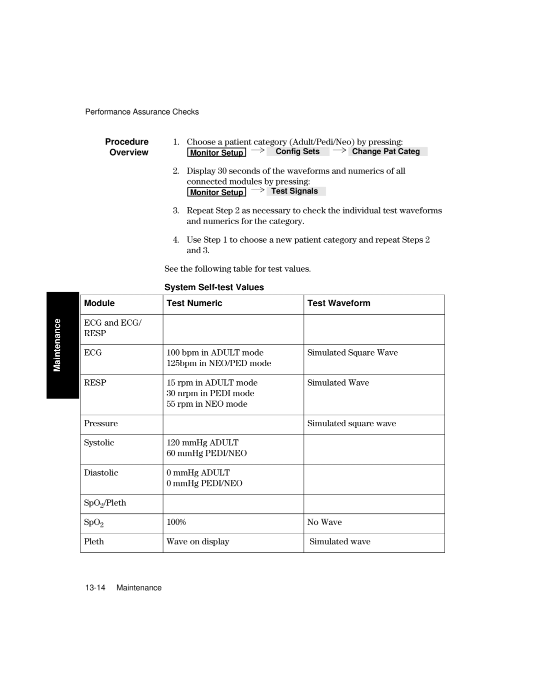 Philips V26CT, V24CT manual Overview, System Self-test Values Module Test Numeric Test Waveform 