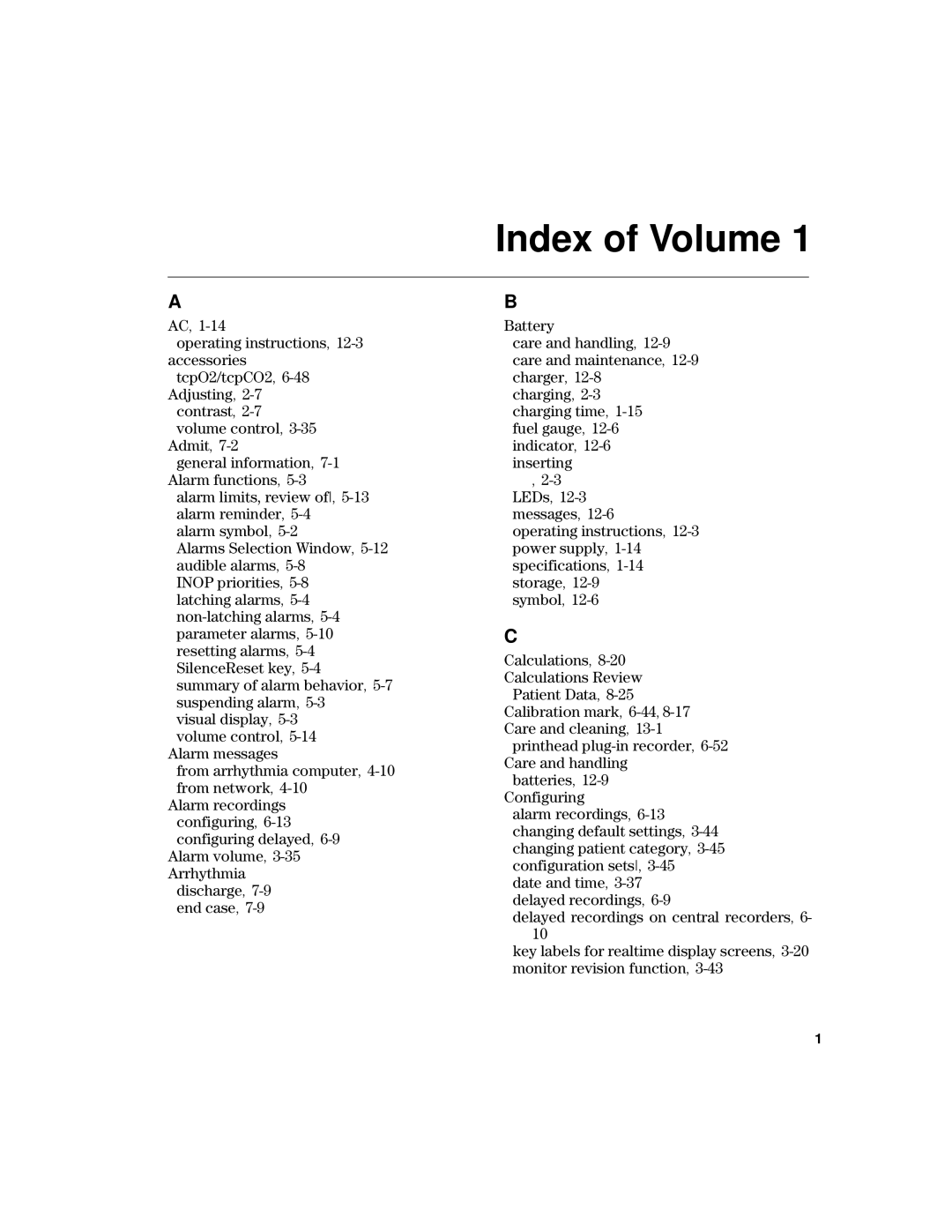 Philips V24CT, V26CT manual Index of Volume 