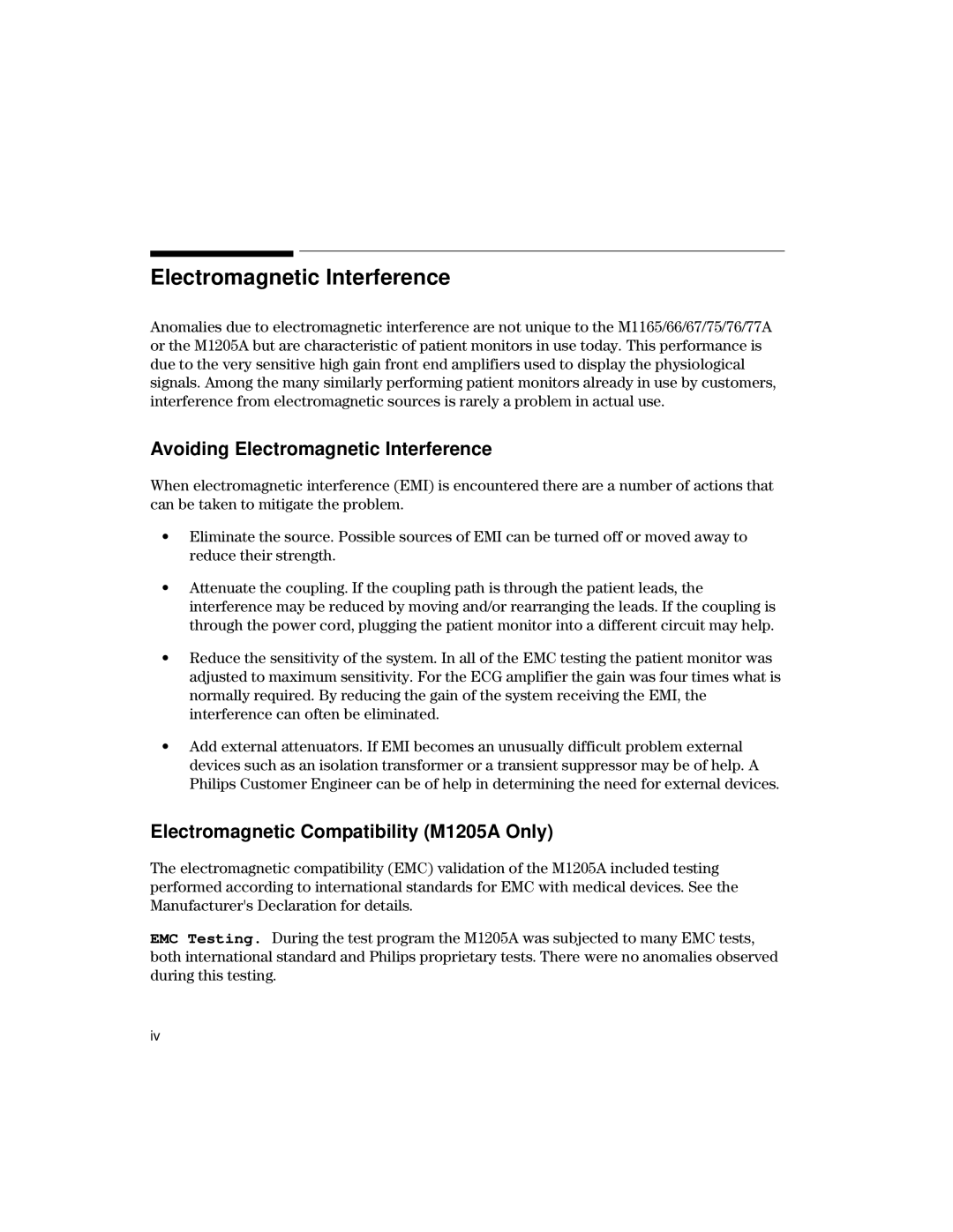 Philips V26CT, V24CT manual Avoiding Electromagnetic Interference, Electromagnetic Compatibility M1205A Only 