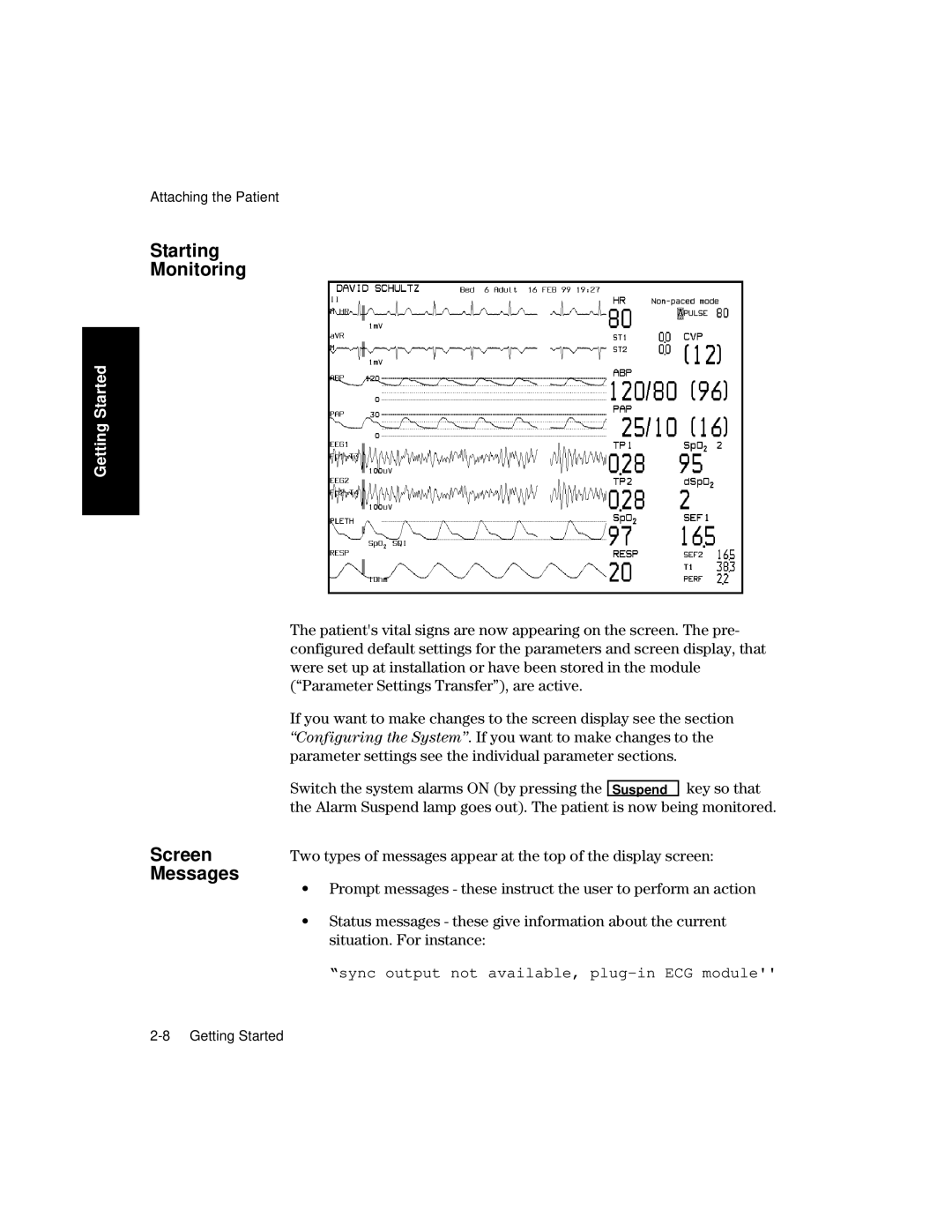 Philips V26CT, V24CT manual Starting Monitoring, Messages 