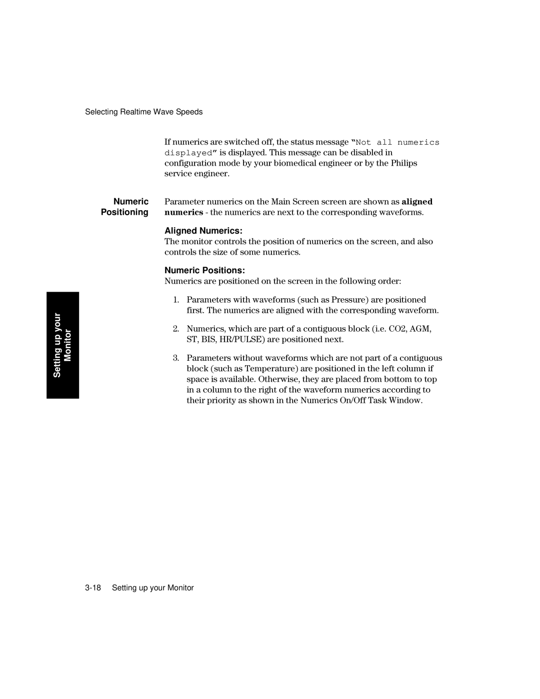 Philips V26CT, V24CT manual Aligned Numerics, Numeric Positions 