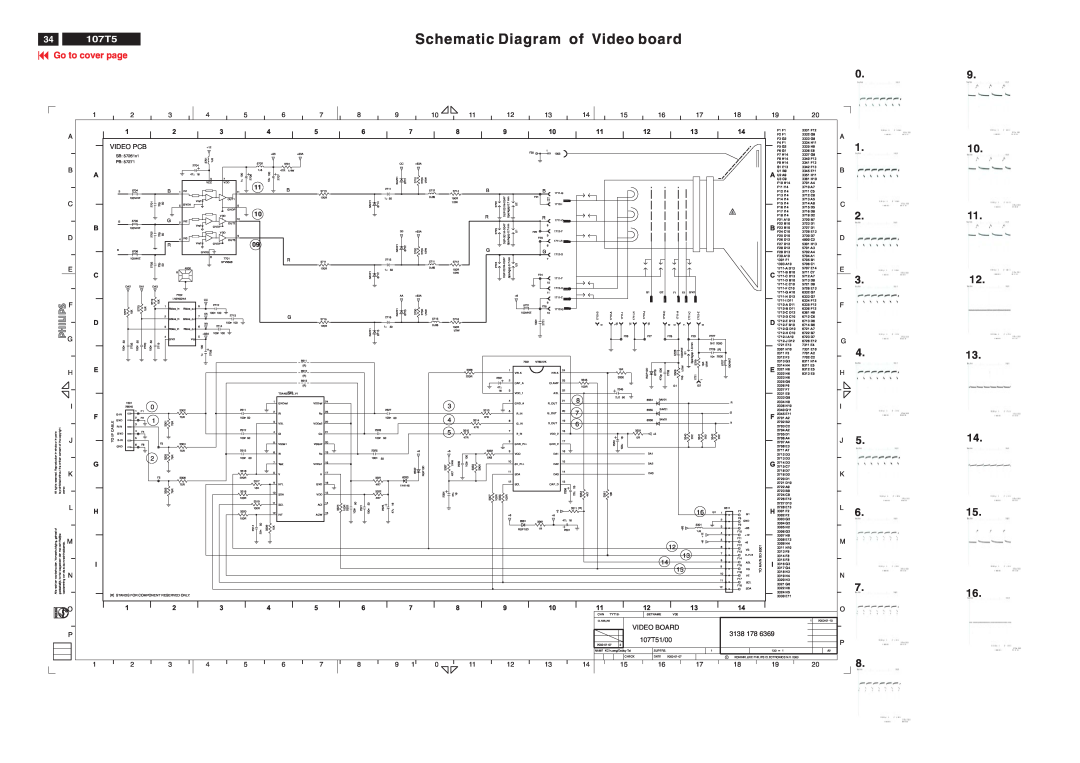 Philips V30 manual Schematic Diagram of Video board, 107T5, Go to cover page 