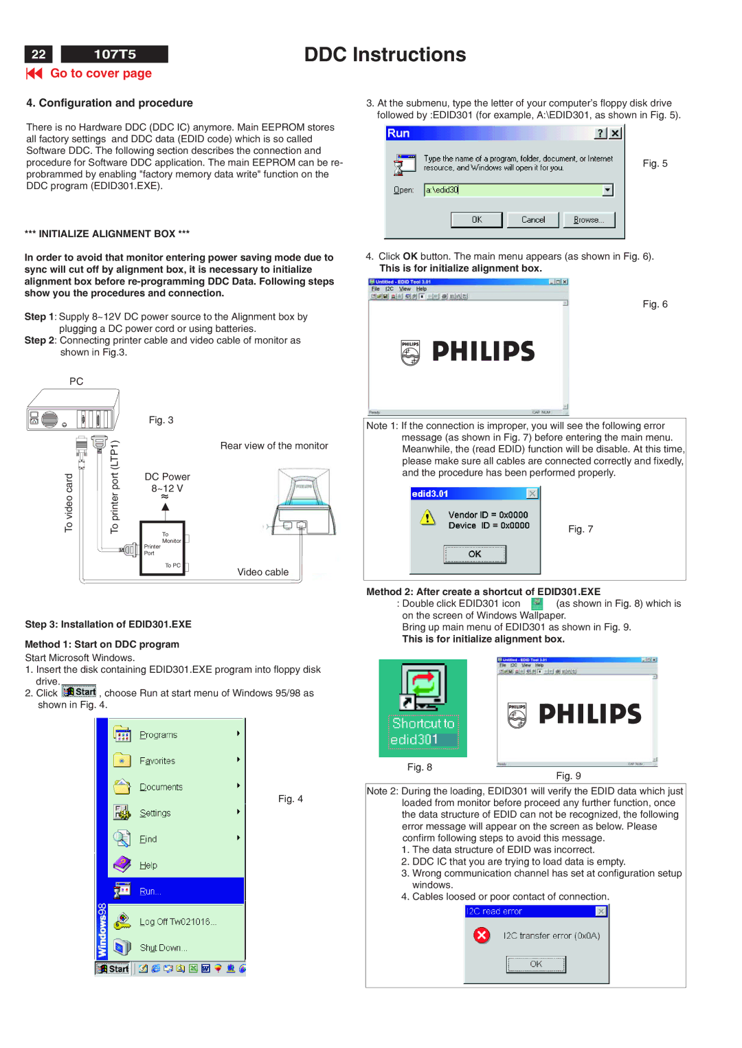 Philips V30 manual Configuration and procedure, This is for initialize alignment box 