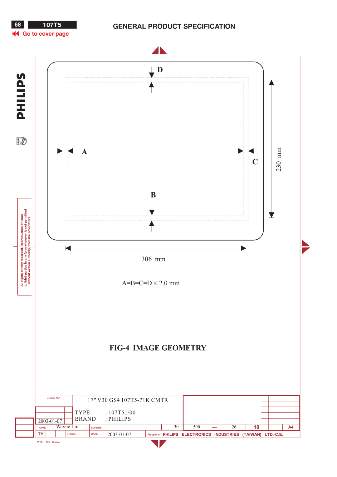 Philips V30 manual FIG-4 Image Geometry 