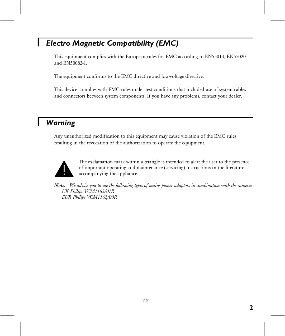 Philips VCM7177 manual Electro Magnetic Compatibility EMC 