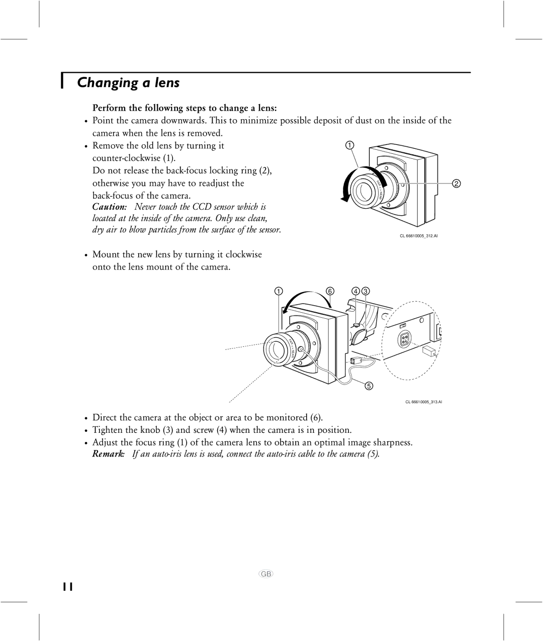 Philips VCM7177 manual Changing a lens 