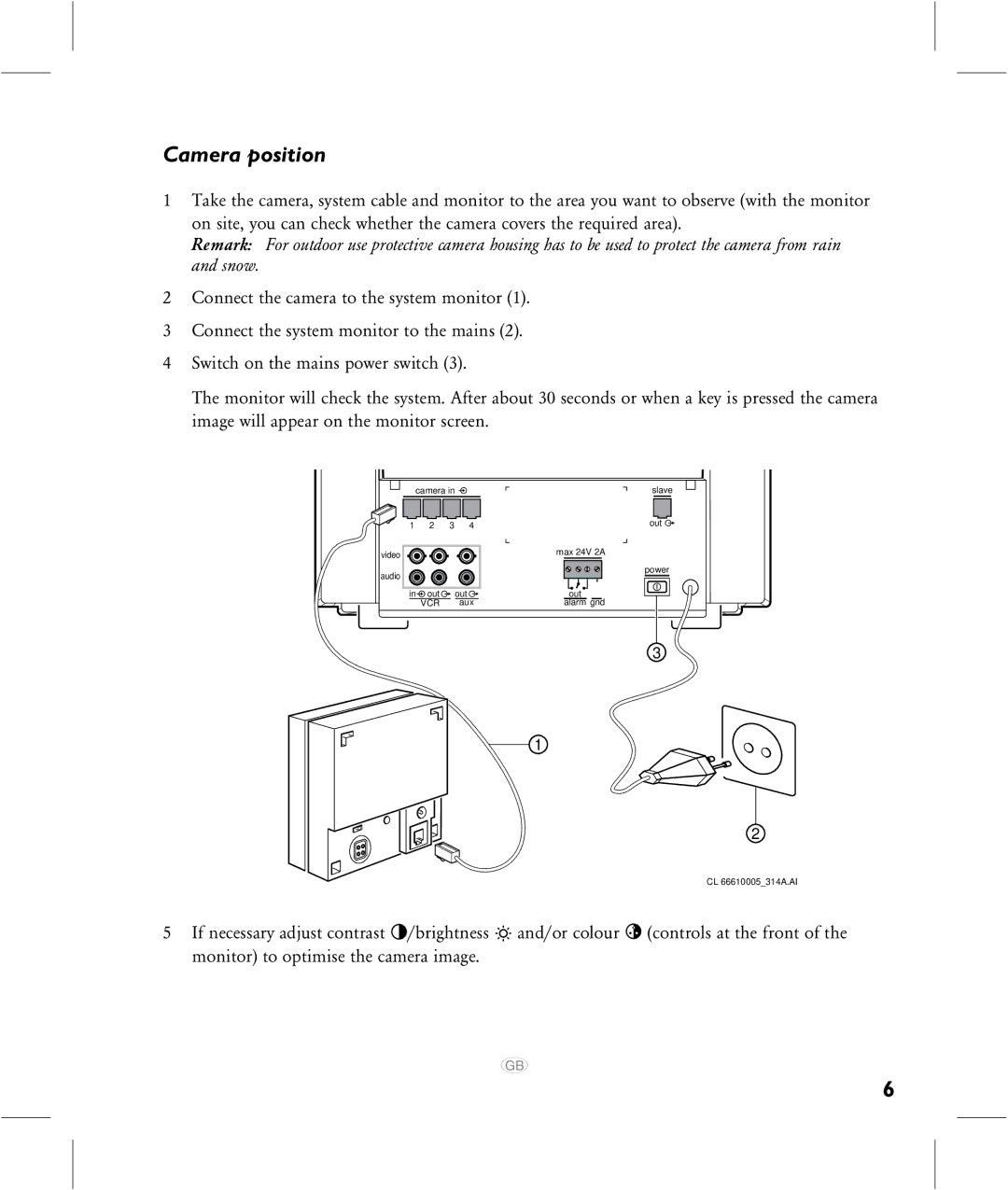 Philips VCM7177 manual Camera position 