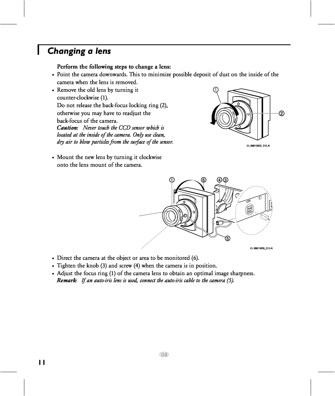 Philips VCM7177 manual Changing a lens 