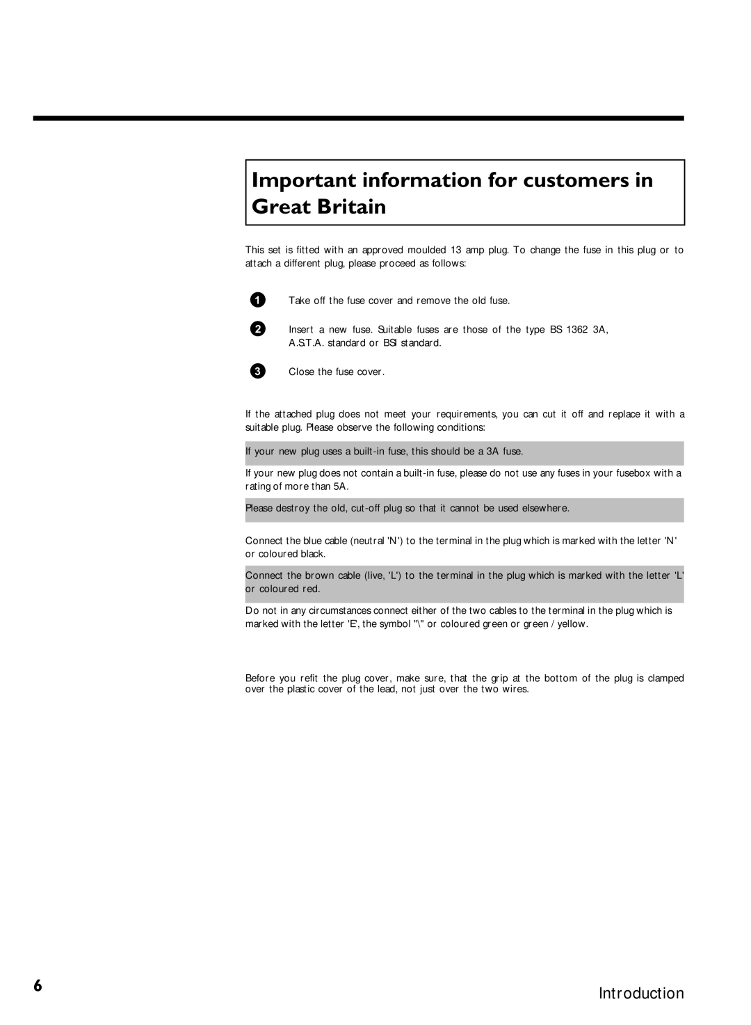 Philips VCR VR 170/07 manual Important information for customers in Great Britain 