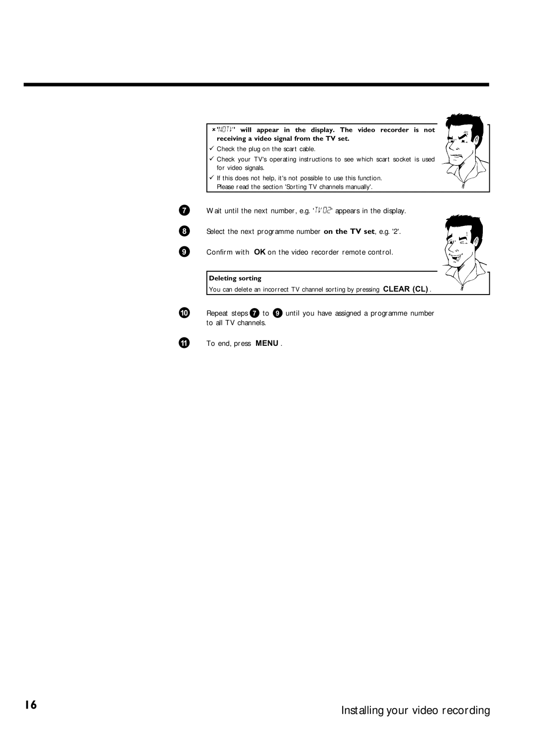 Philips VCR VR 170/07 manual Deleting sorting 