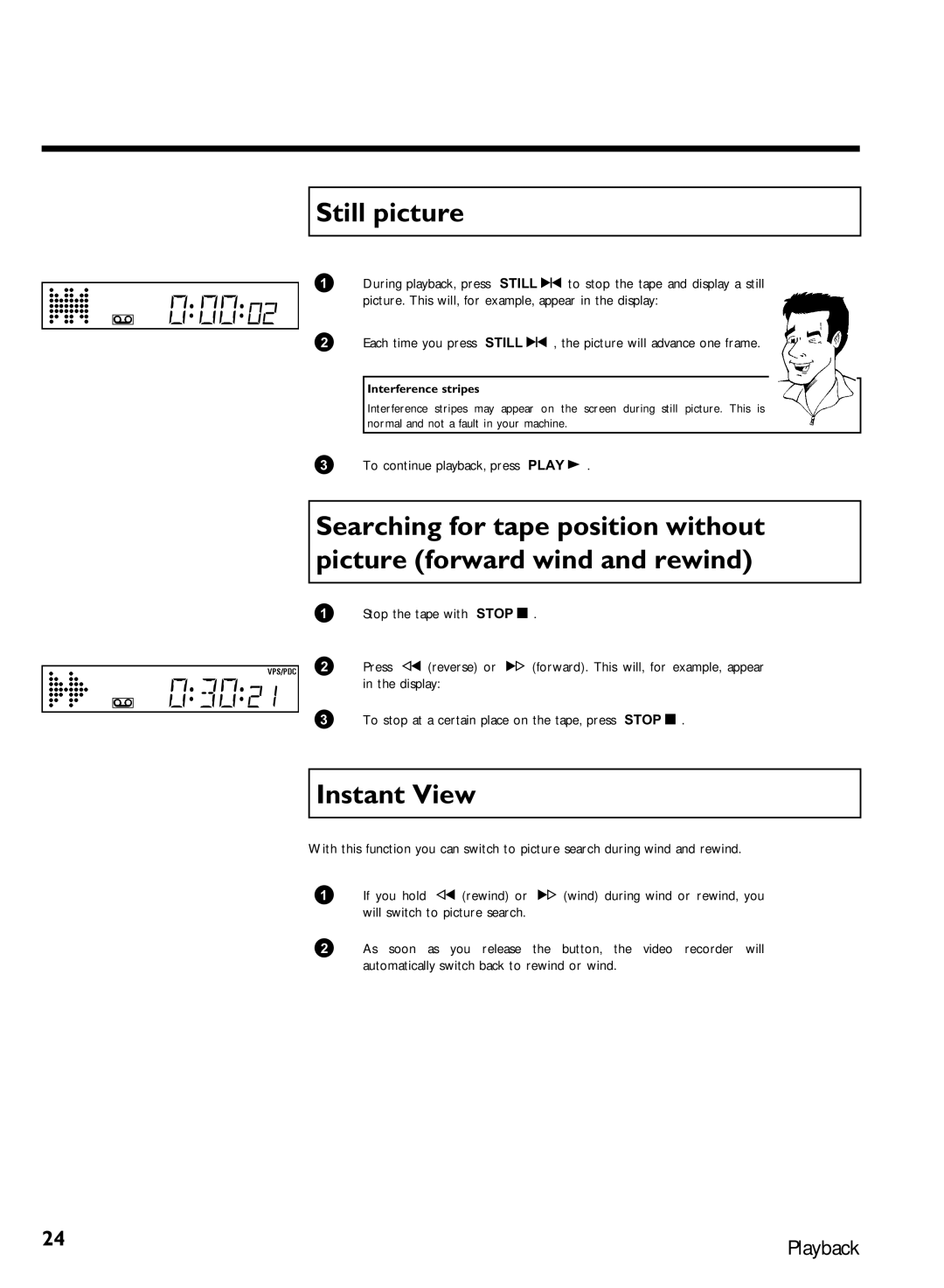 Philips VCR VR 170/07 manual Still picture, Instant View 