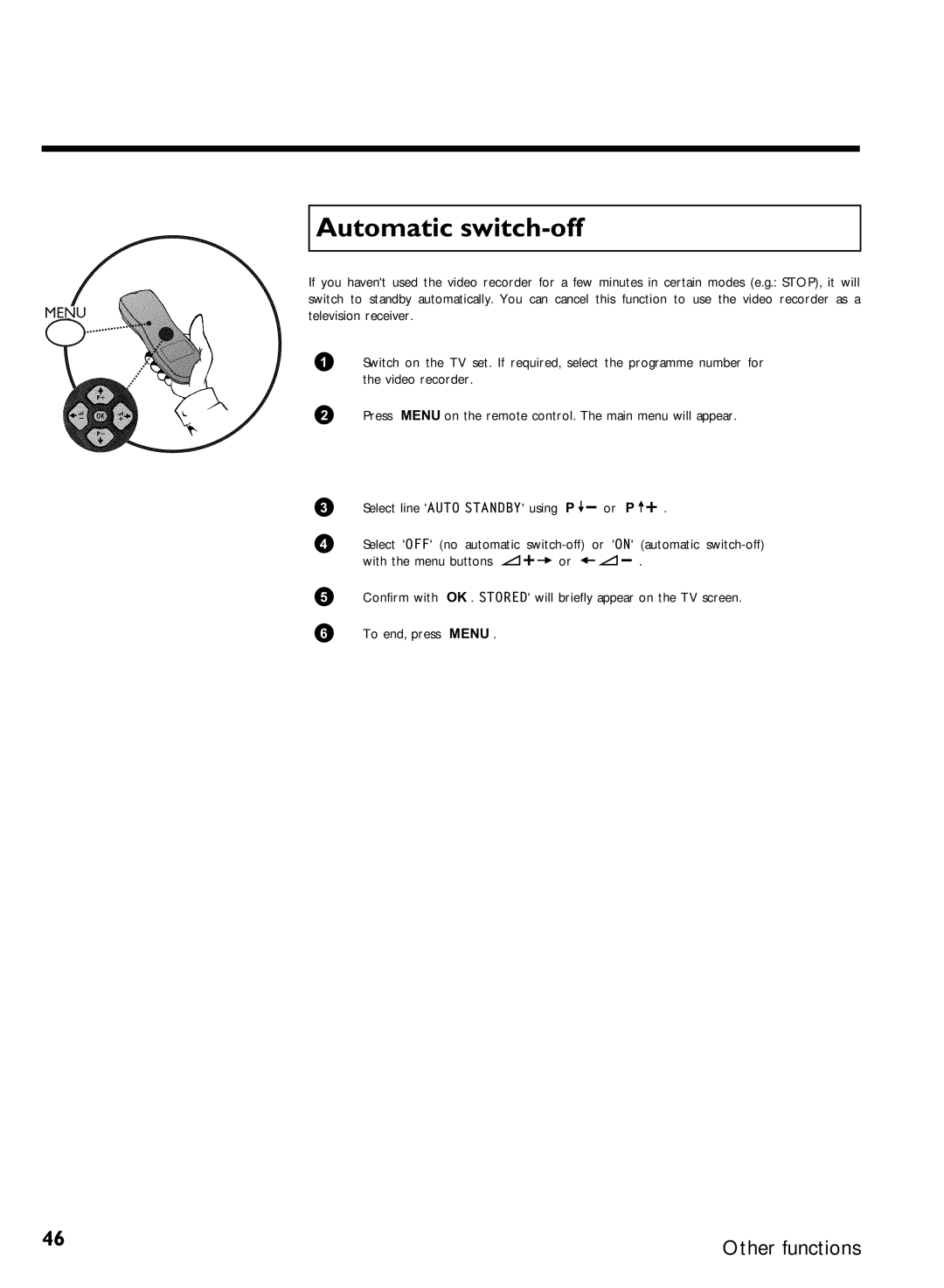 Philips VCR VR 170/07 manual Automatic switch-off 