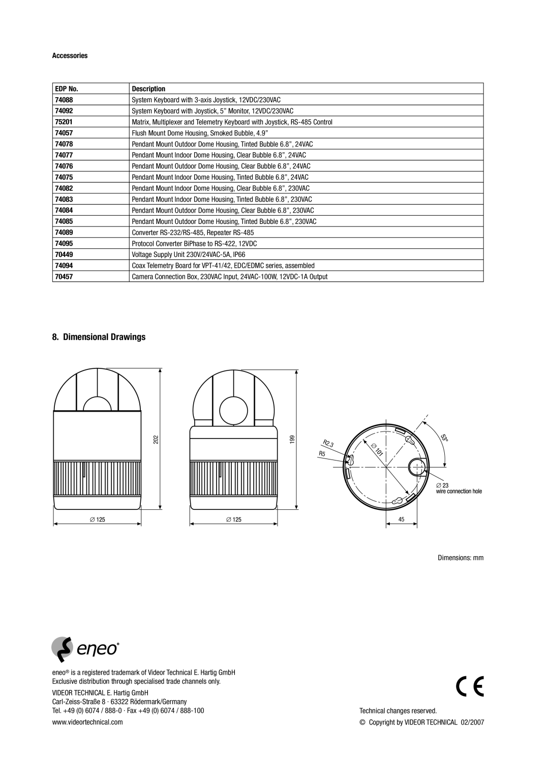 Philips Video Camera manual Dimensional Drawings 