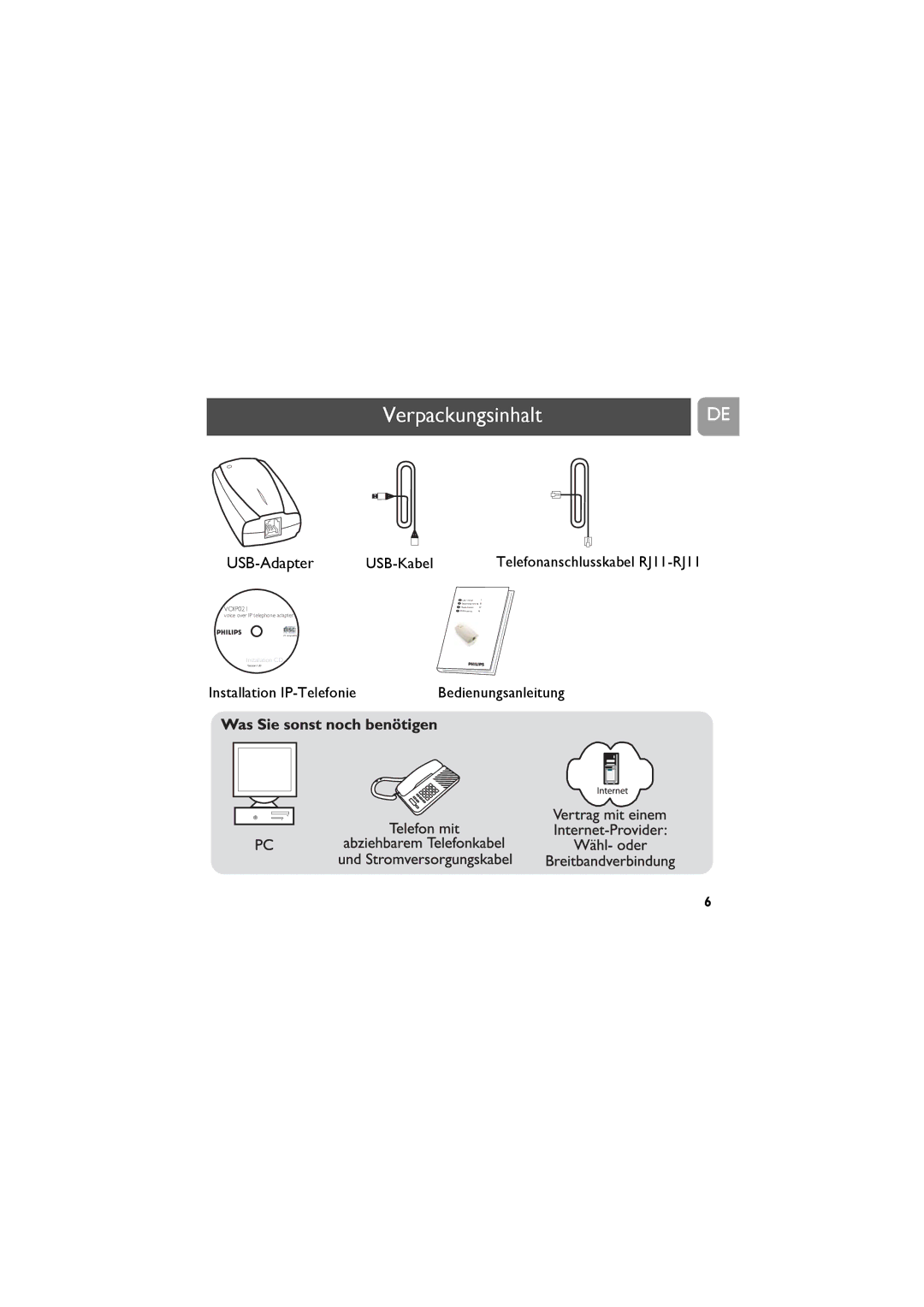 Philips VOIP021 user manual USB-Adapter 