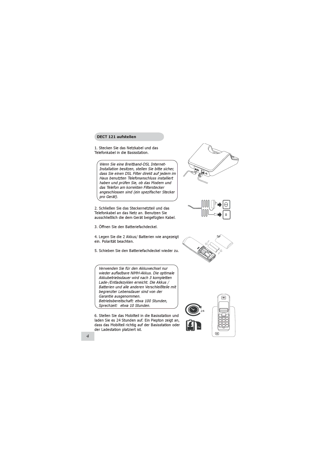 Philips VOIP021 user manual Dect 121 aufstellen 