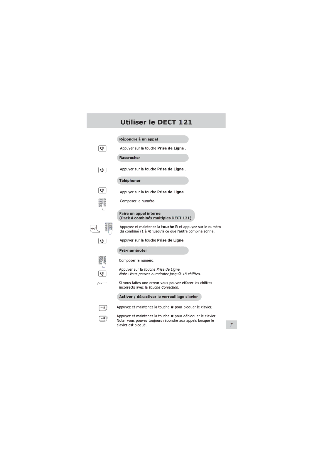 Philips VOIP021 user manual Utiliser le Dect 