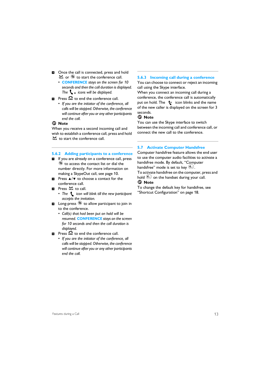 Philips VOIP151 manual Adding participants to a conference 