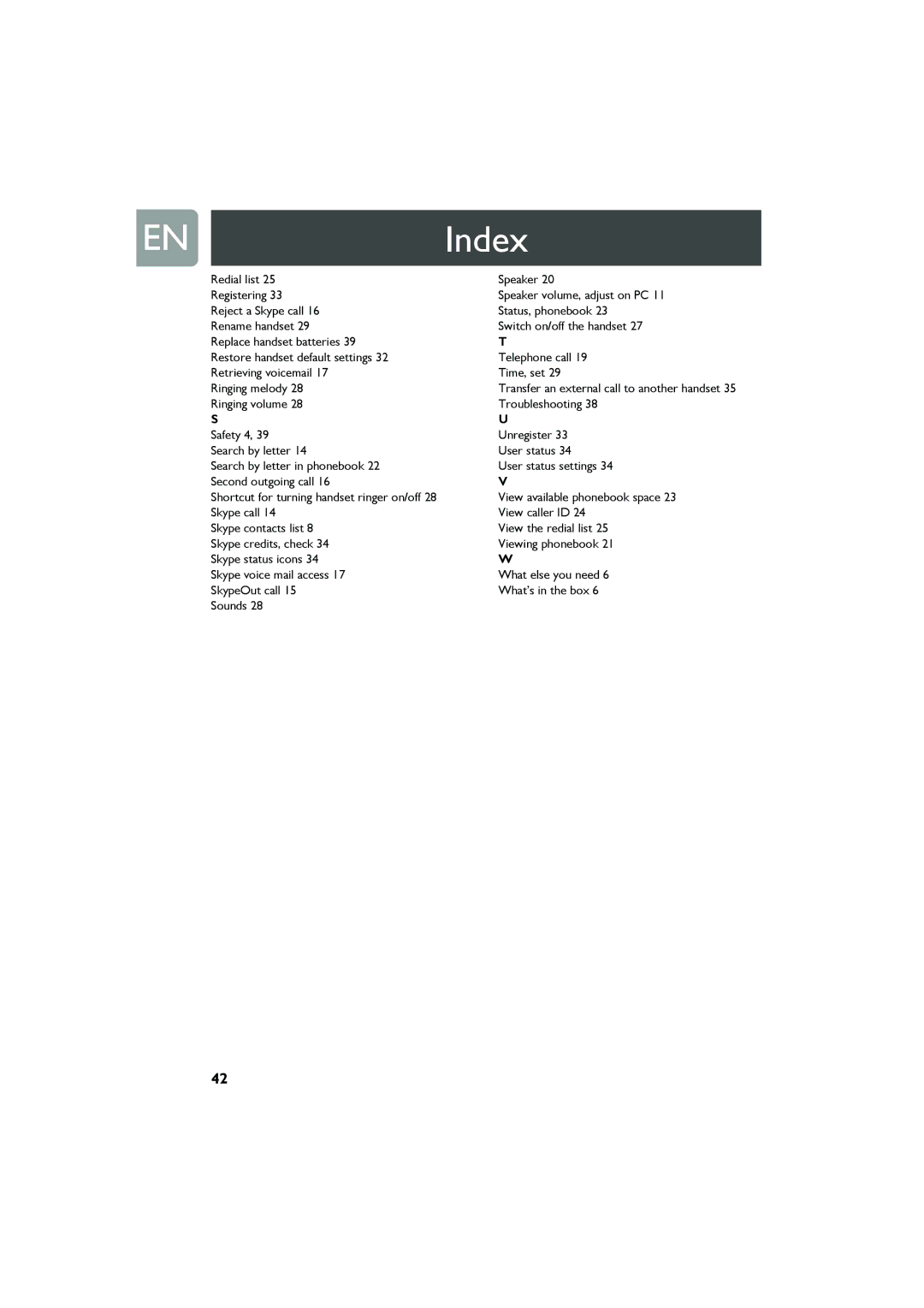 Philips VOIP321 user manual ENIndex 