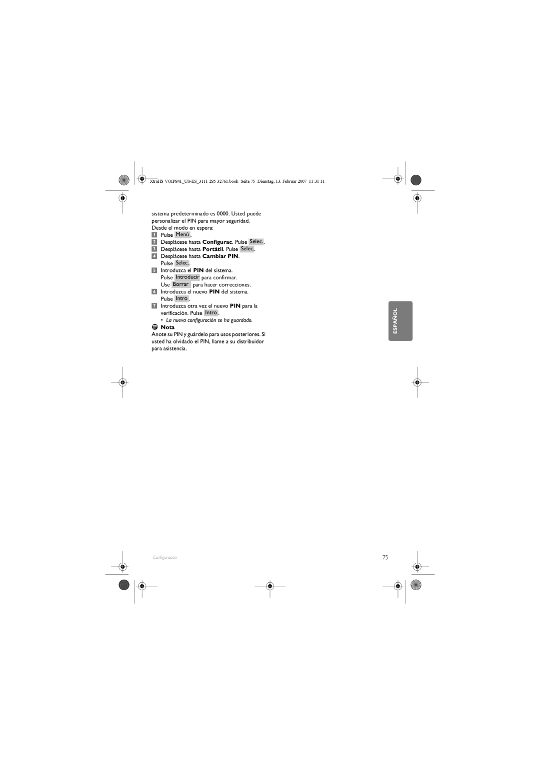 Philips VOIP841 manual Español 