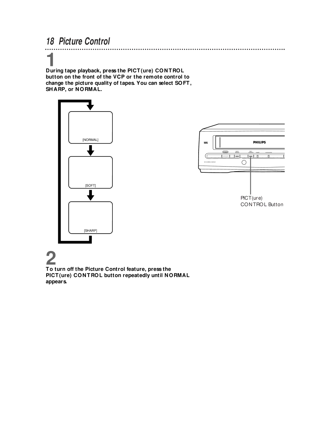 Philips VP115CAT owner manual Picture Control 