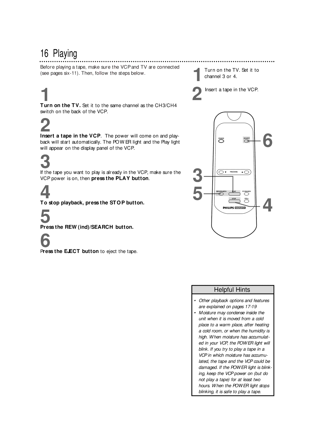 Philips VPA115BL, VPA115PR owner manual Playing 