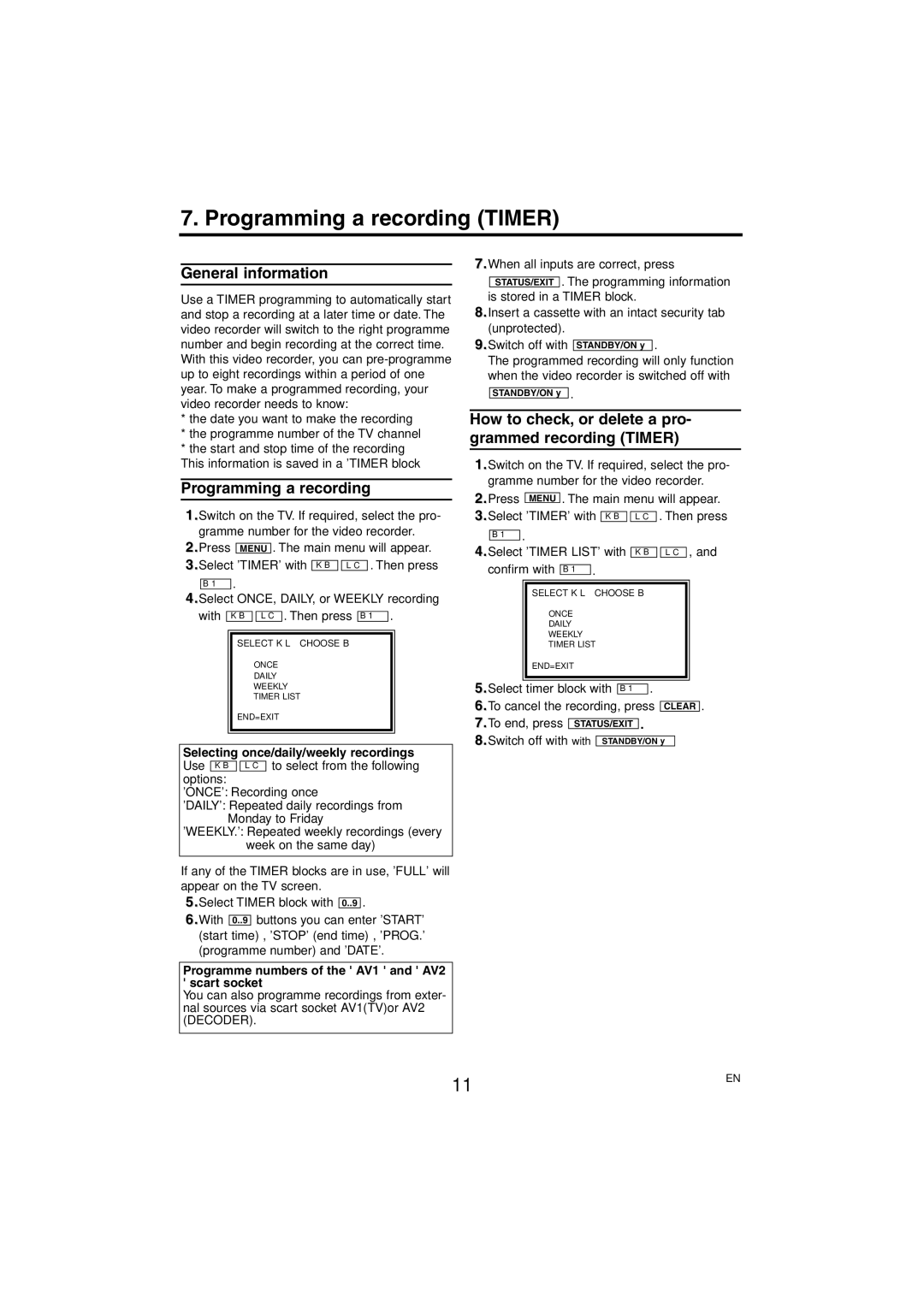 Philips VR139, VR 130 specifications Programming a recording Timer, How to check, or delete a pro- grammed recording Timer 