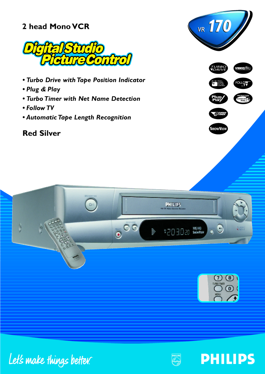 Philips VR 170 manual Head Mono VCR 