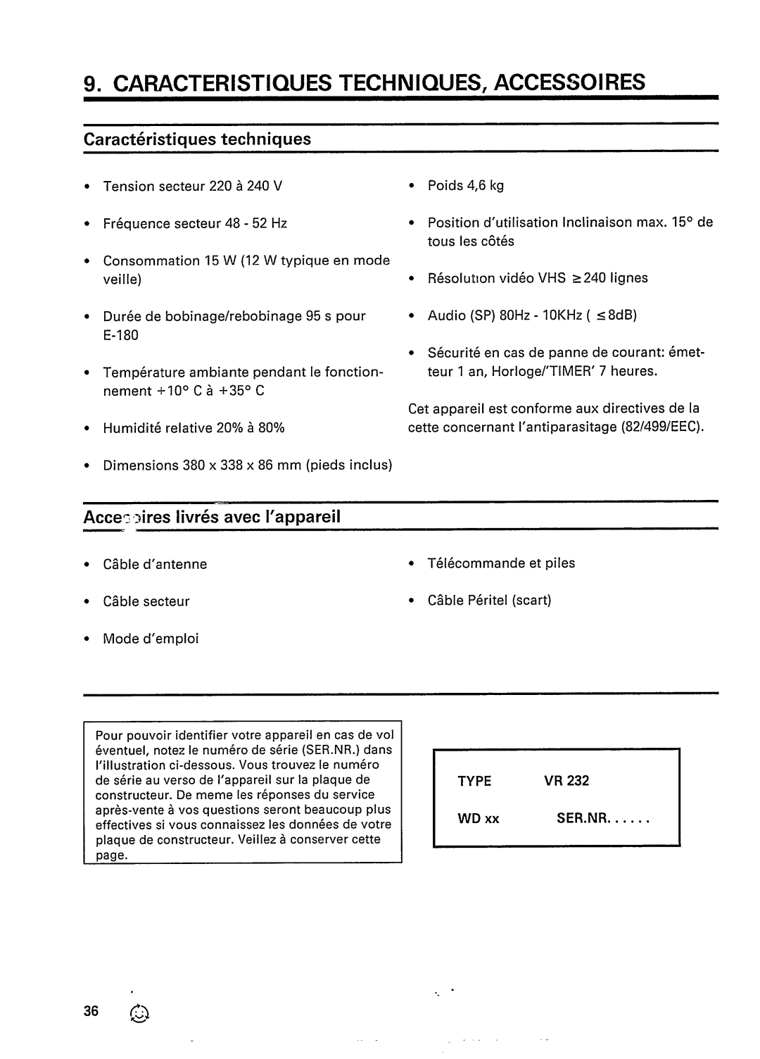 Philips VR 232 manual 