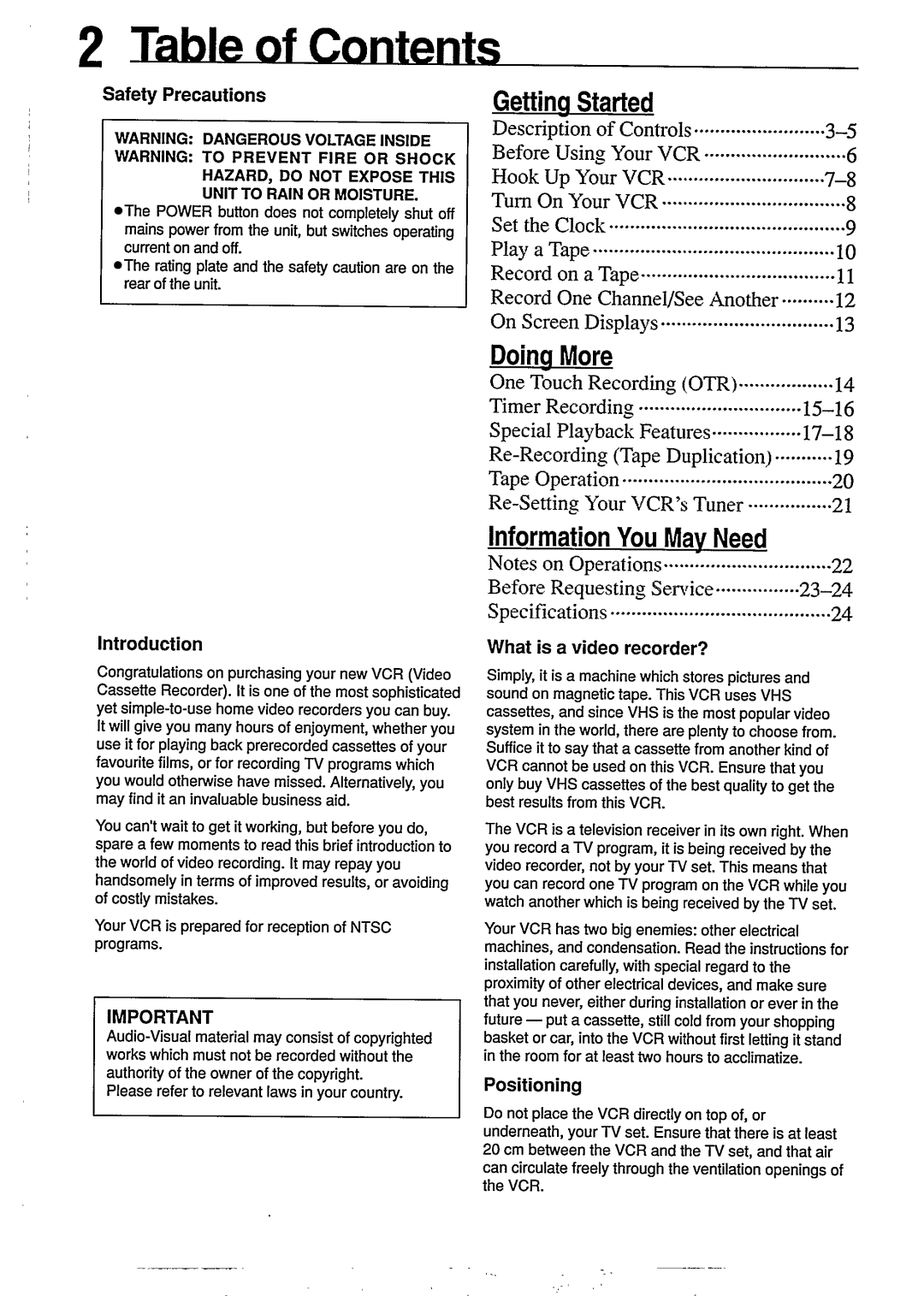 Philips VR 255 manual 