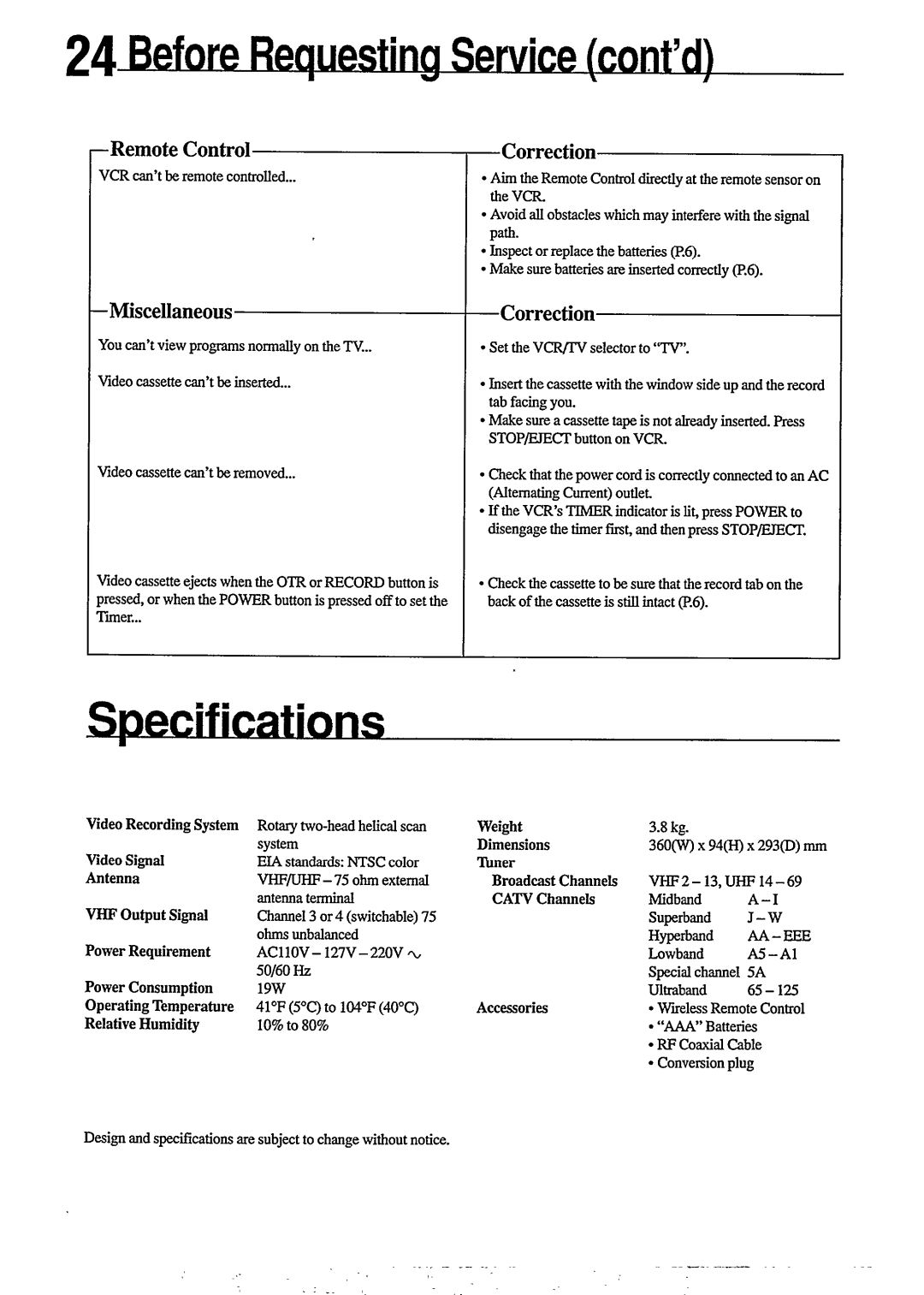 Philips VR 255 manual 