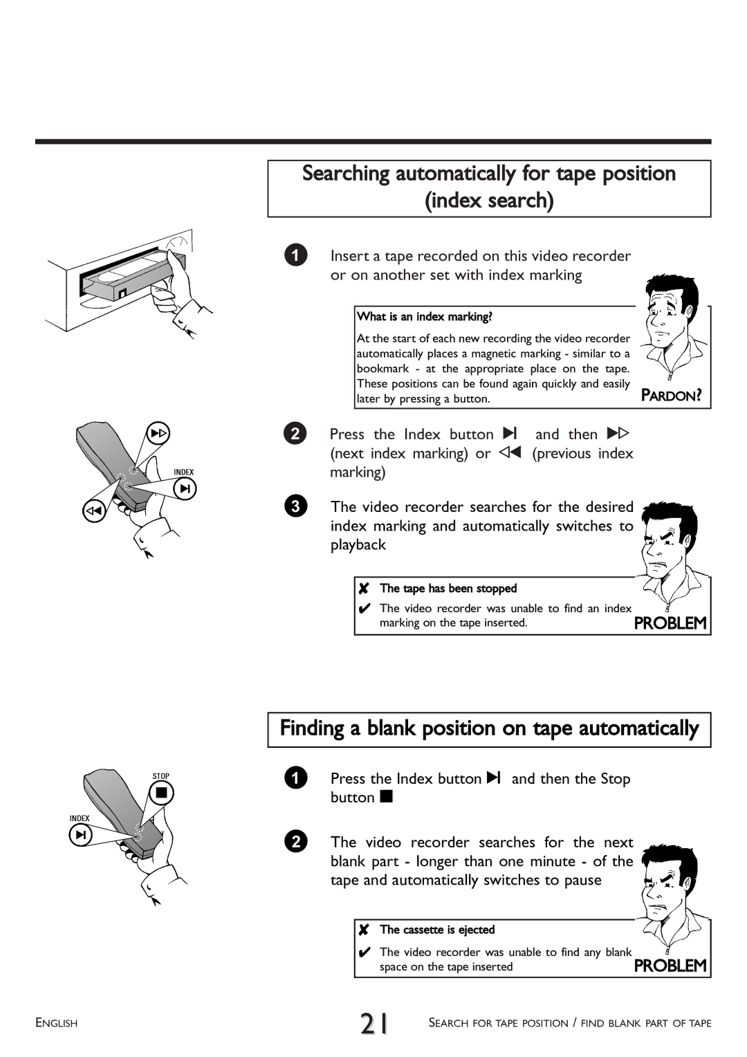 Philips VR 260/07 operating instructions Bookmark at the appropriate place on the tape, Later by pressing a button 