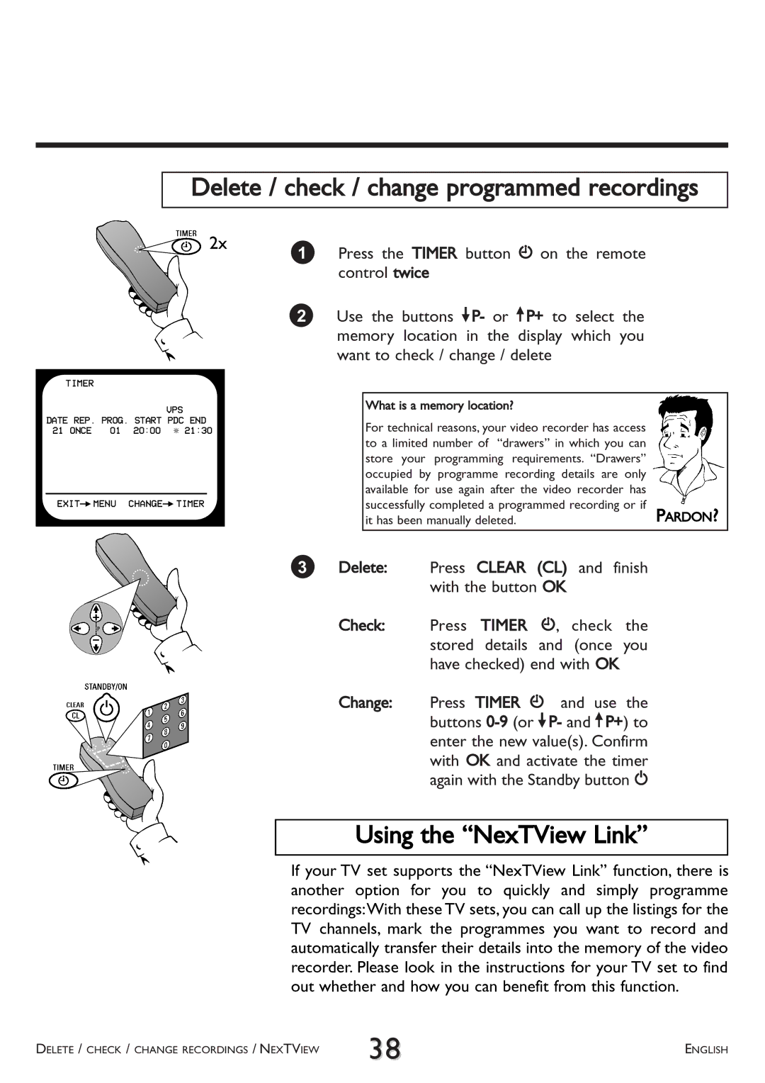 Philips VR 260/07 Delete / check / change programmed recordings, Using the NexTView Link, It has been manually deleted 