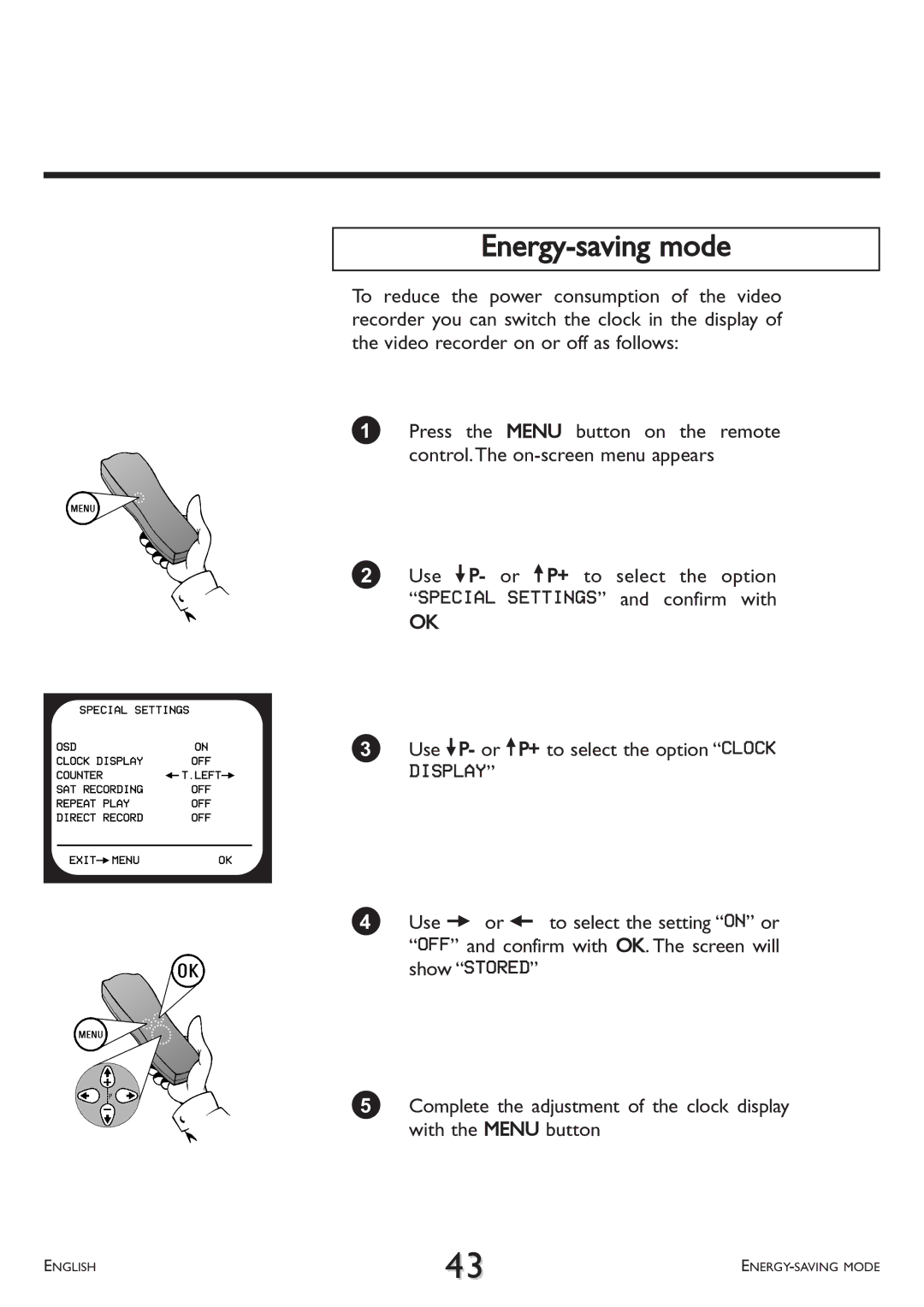 Philips VR 260/07 operating instructions Energy-saving mode 