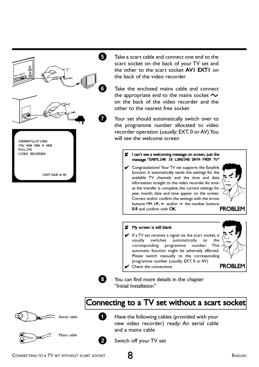 Philips VR 260/07 operating instructions Problem, Confirm with OK 