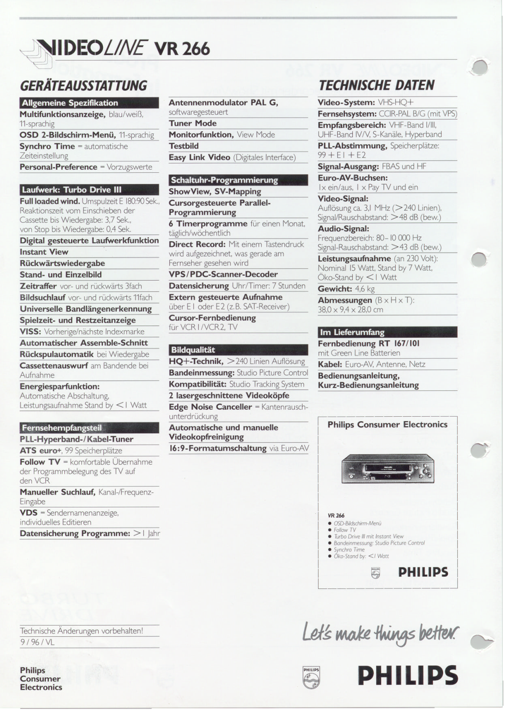Philips VR 266 manual 
