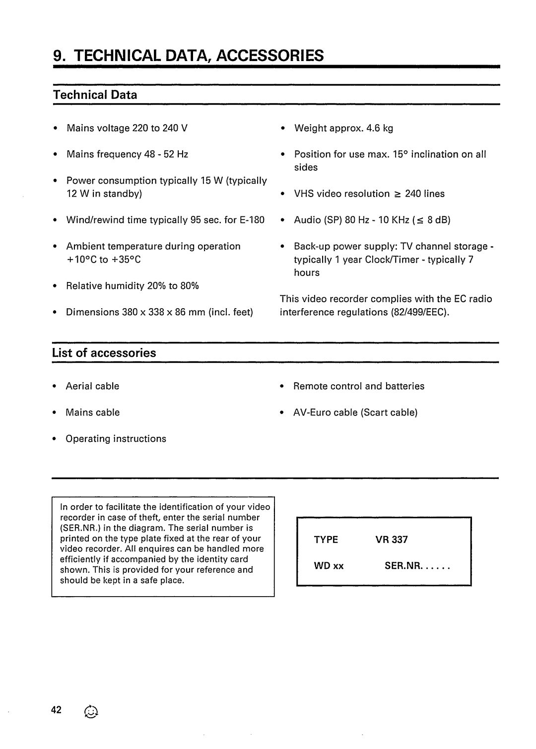 Philips VR 337 manual 