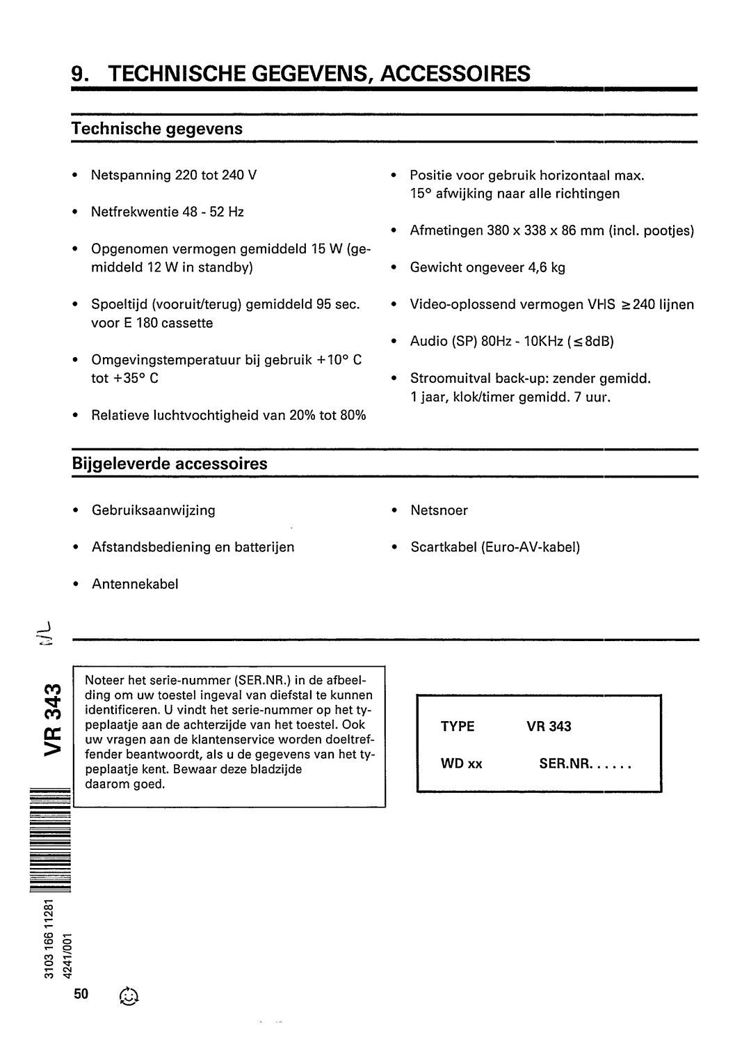 Philips VR 343 manual 