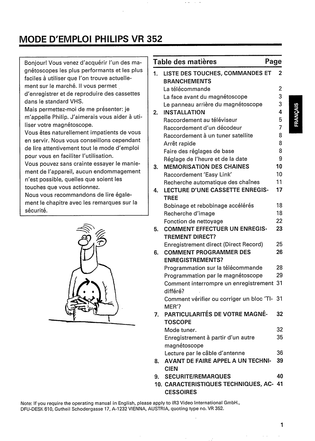 Philips VR 352, VR 452, VR 2521 manual 