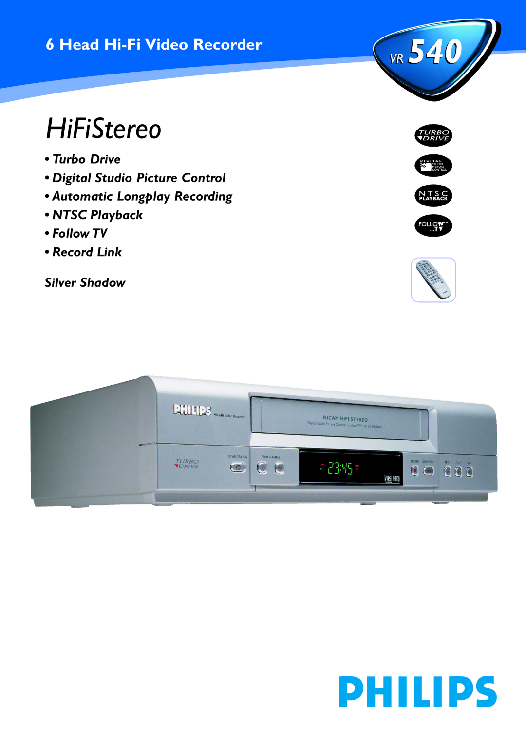 Philips VR 540 manual HiFiStereo 