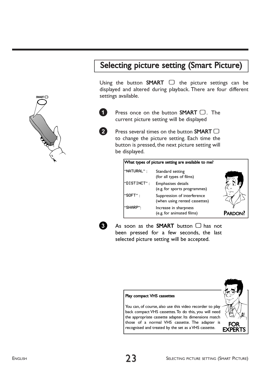 Philips VR 617/07 Selecting picture setting Smart Picture, What types of picture setting are available to me? 