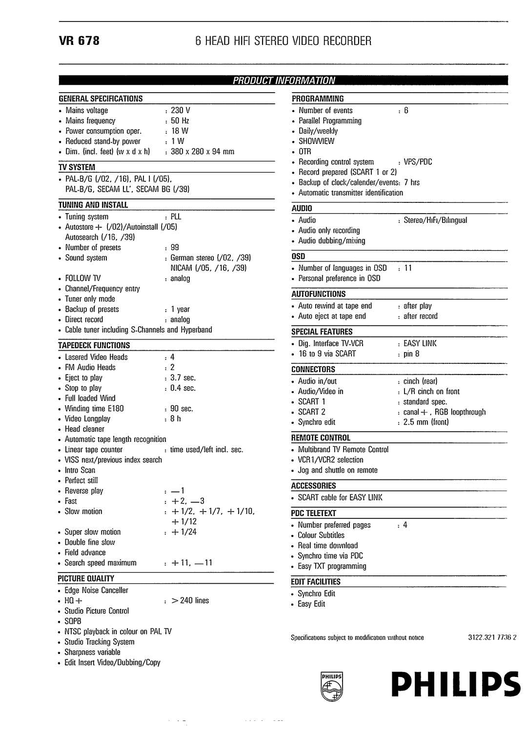 Philips VR 678, RT 567 manual 