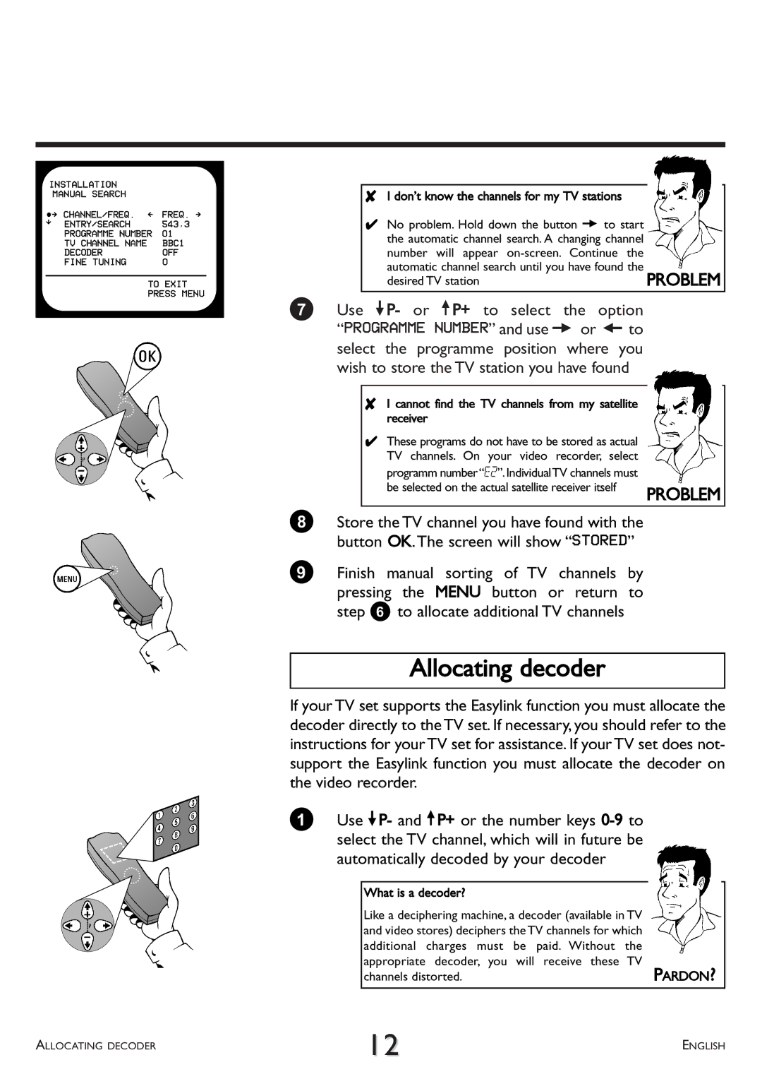 Philips VR 708/07 operating instructions Allocating decoder 