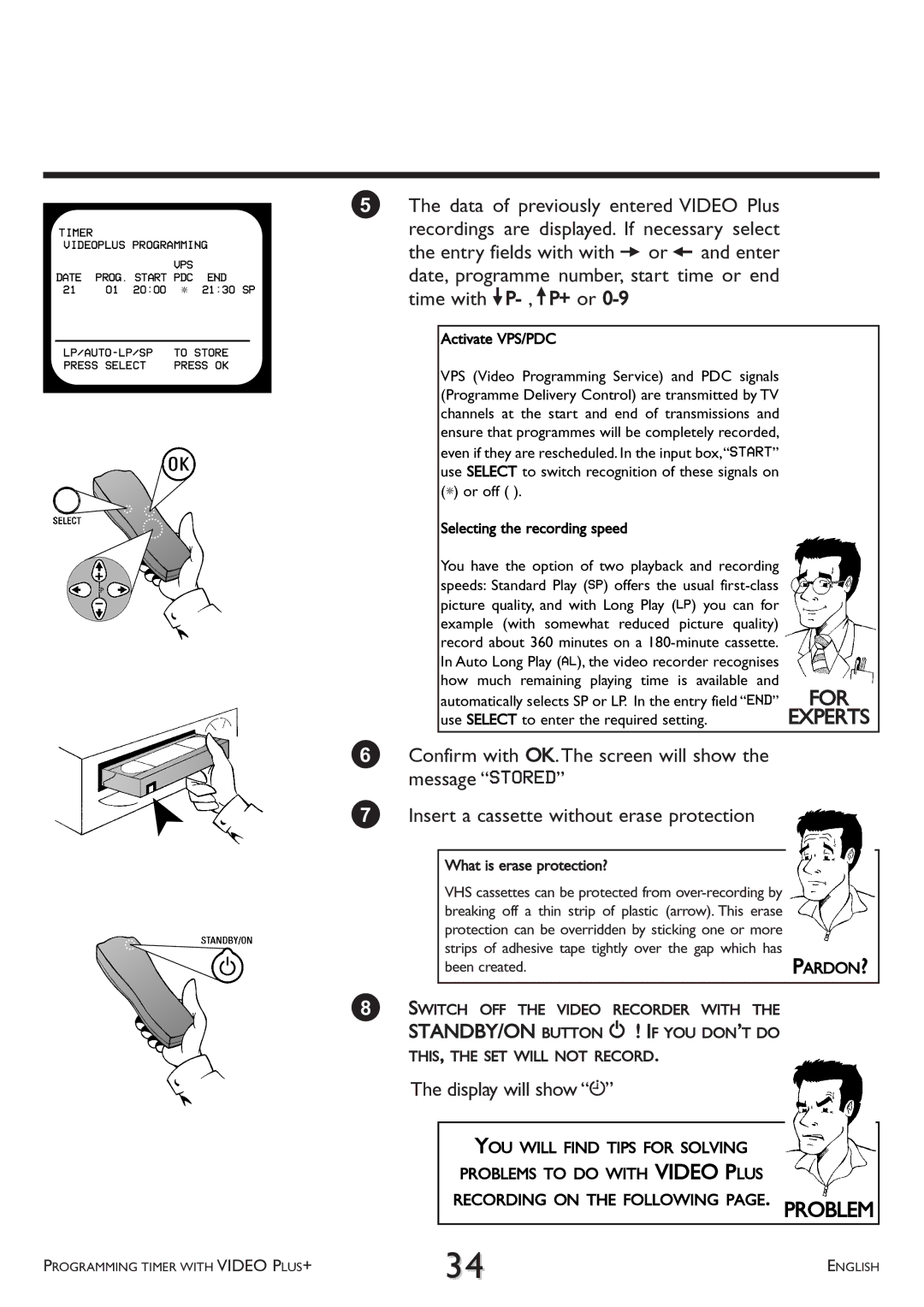 Philips VR 708A/07 operating instructions Activate VPS/PDC, How much remaining playing time is available 