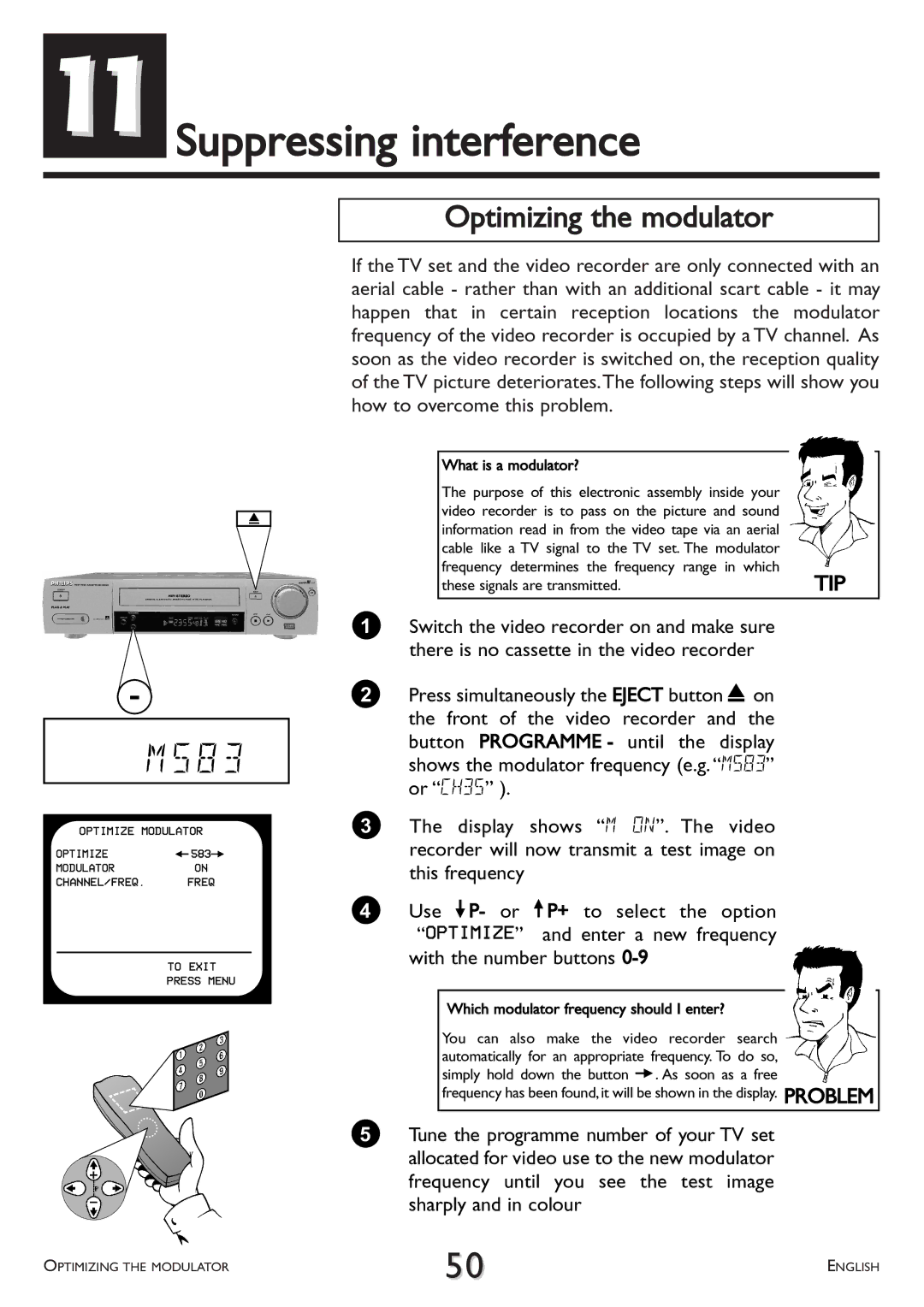 Philips VR 708A/07 11Suppressing interference, Optimizing the modulator, These signals are transmitted 