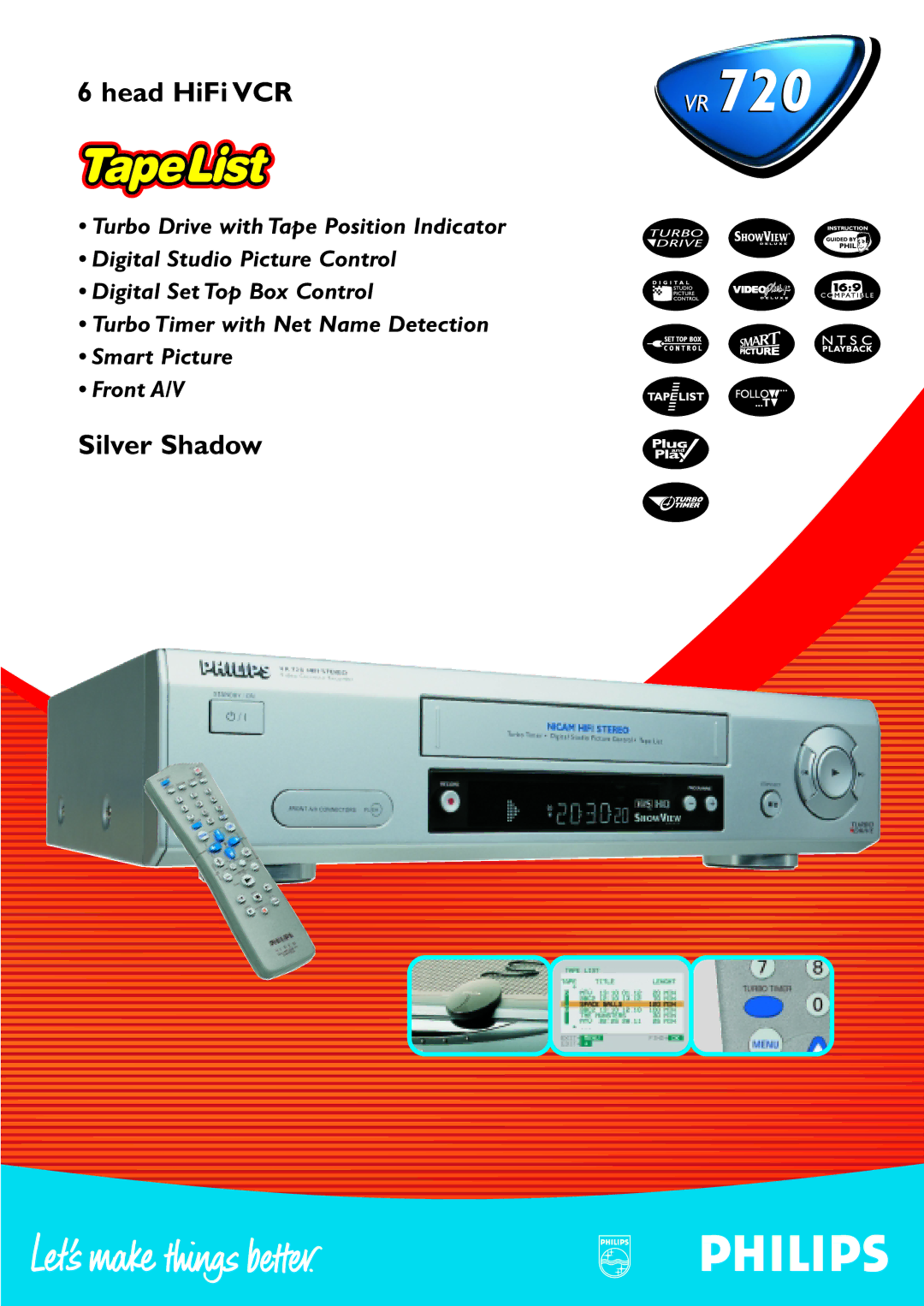 Philips VR 720 manual Head HiFi VCR 