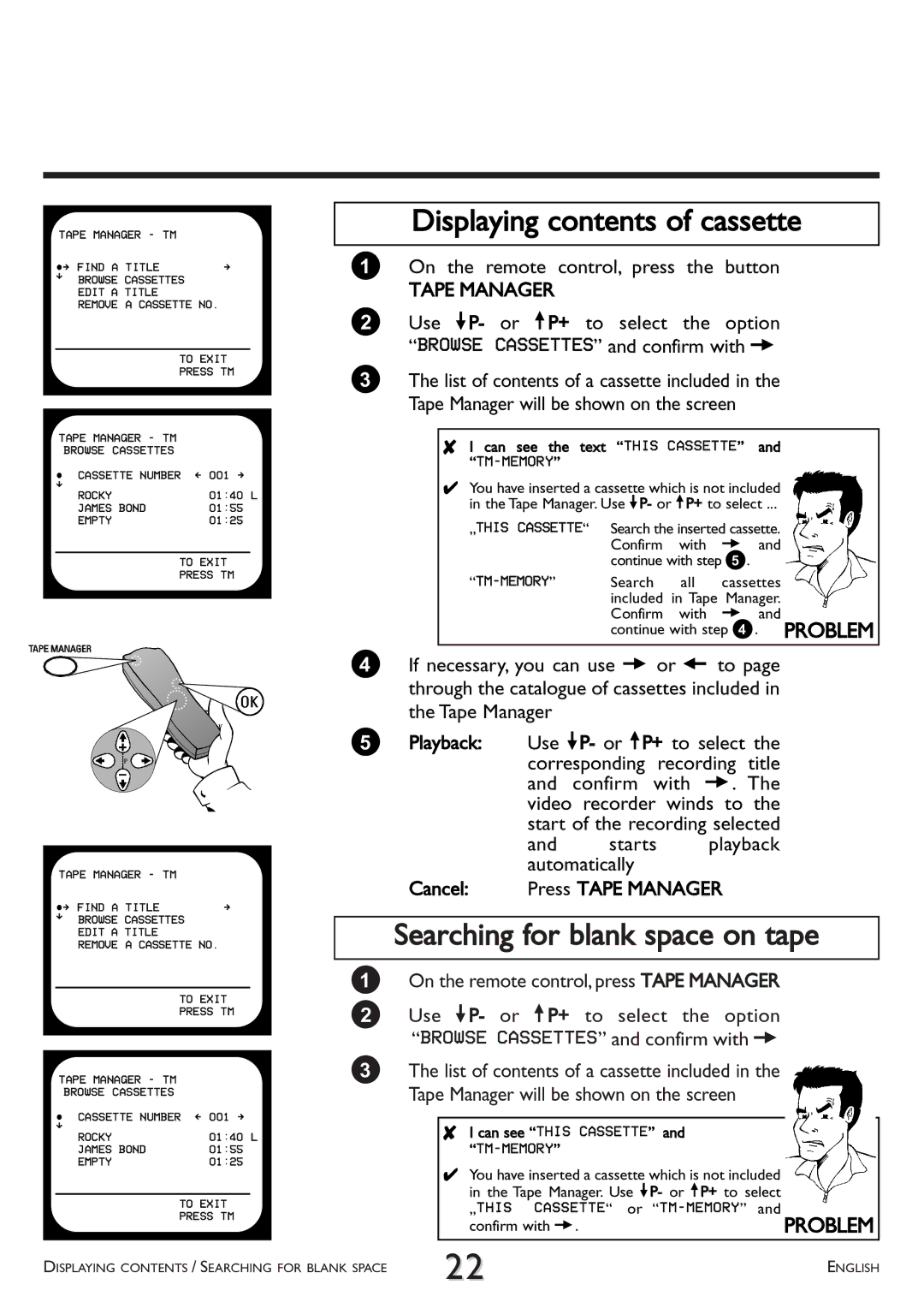 Philips VR 766/07, VR 765/07, VR 710/07 operating instructions Displaying contents of cassette 