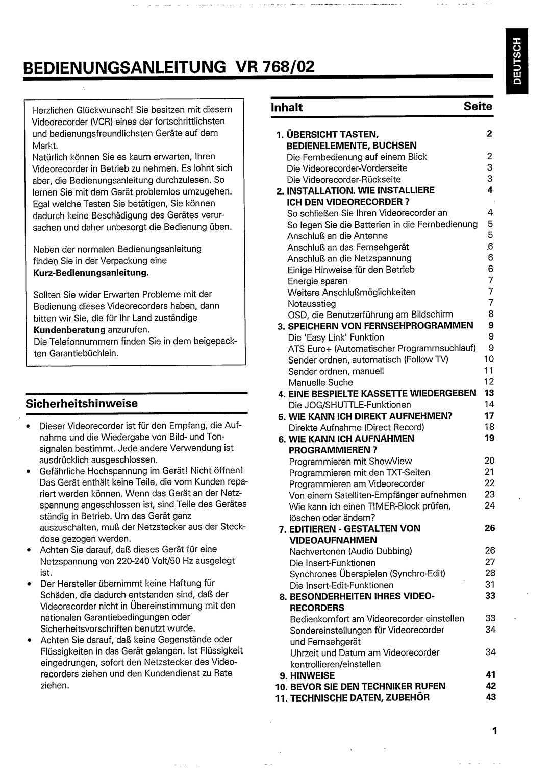 Philips VR 768 manual 