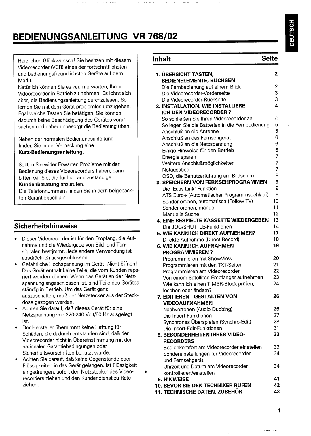 Philips VR 768 manual 