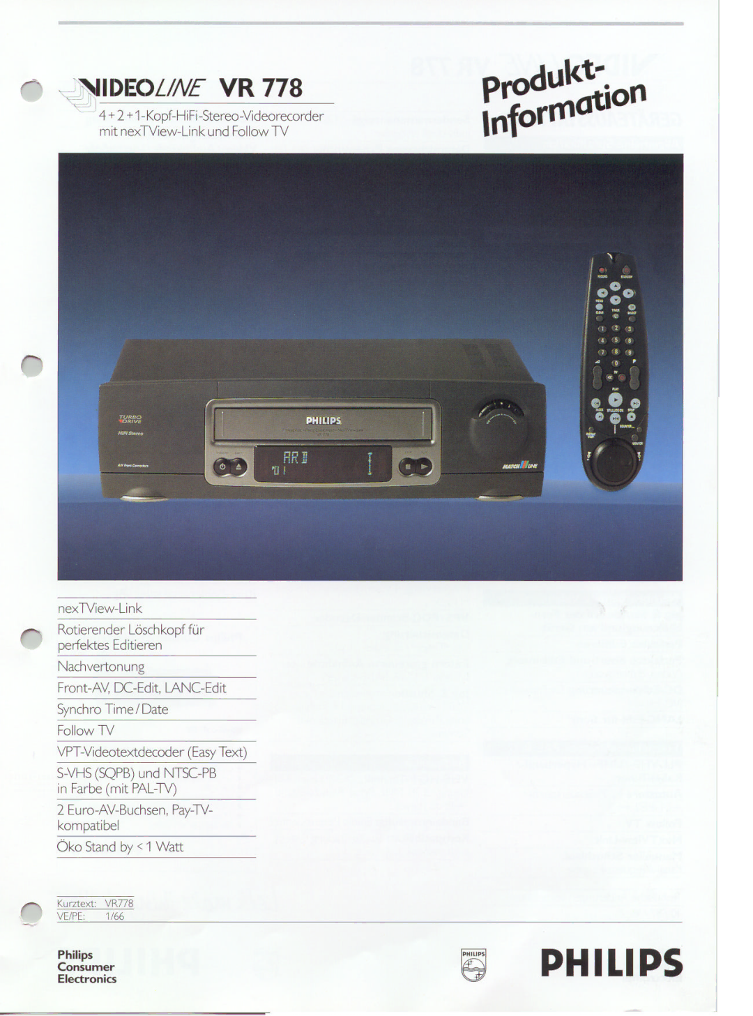 Philips VR 778 manual 